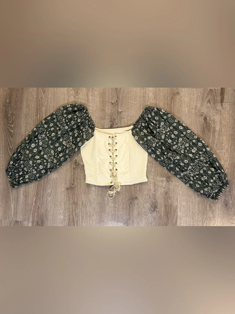 Anthropologie Forever That Girl Smocked Balloon-Sleeve Top (altered)